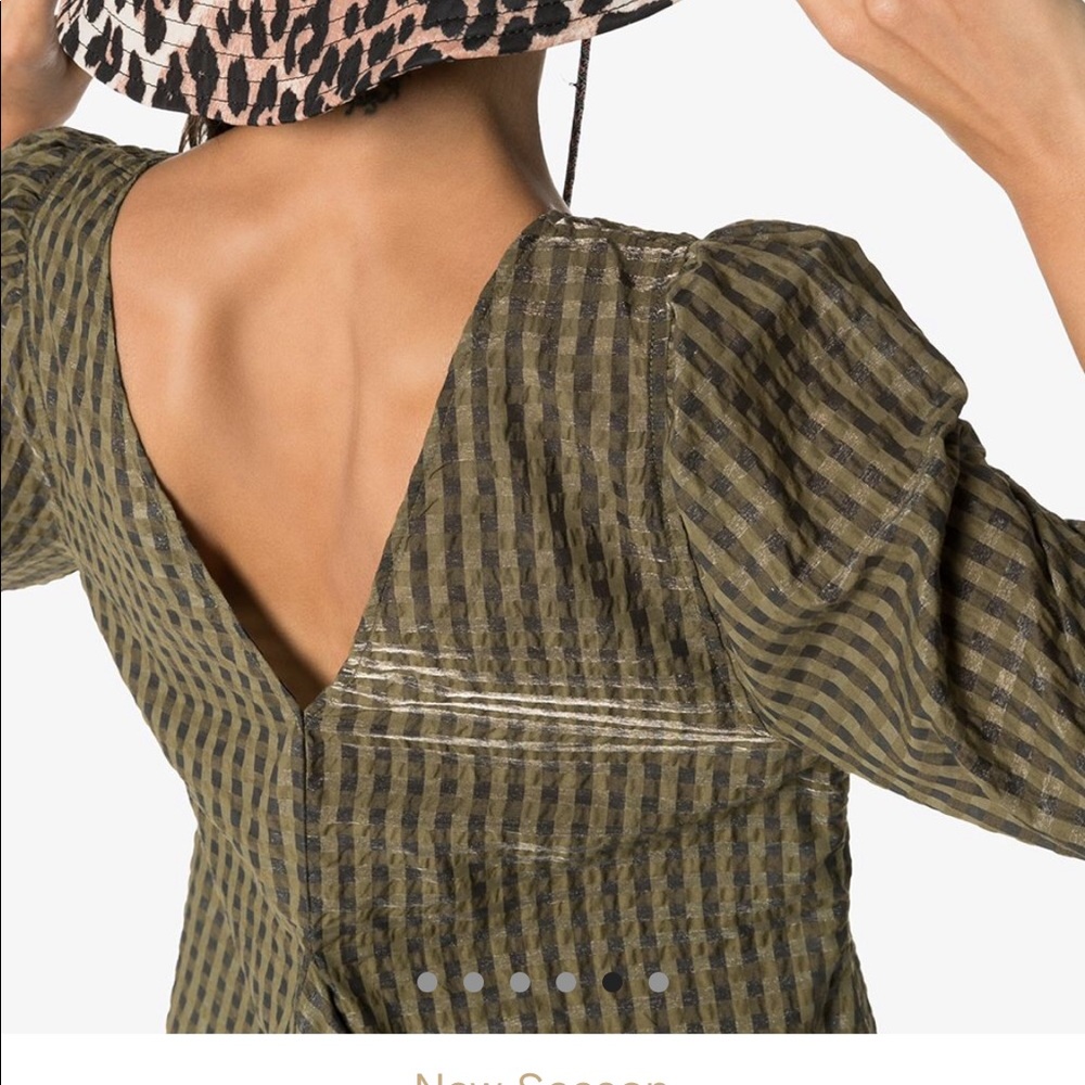 GANNI CHECKED MIDI DRESS